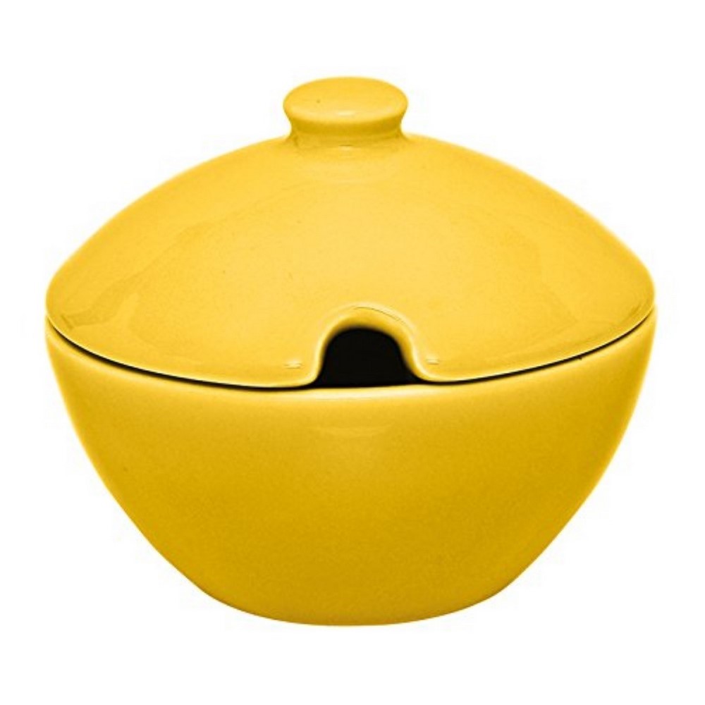 Zuccheriera formaggera in ceramica colore giallo